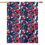 Blue Red And White Digital Camo Print House Flag
