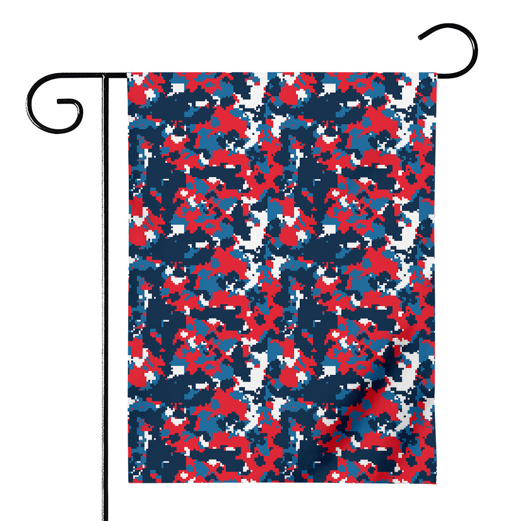 Blue Red And White Digital Camo Print House Flag