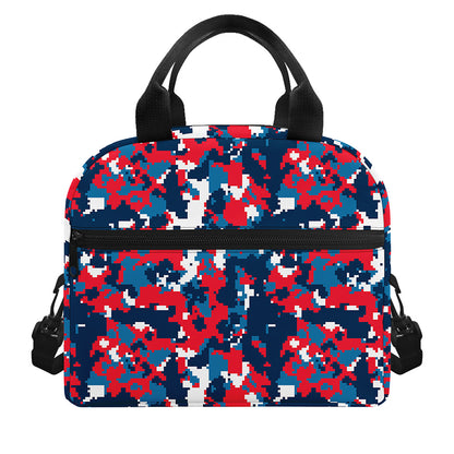 Blue Red And White Digital Camo Print Insulated Lunch Bag