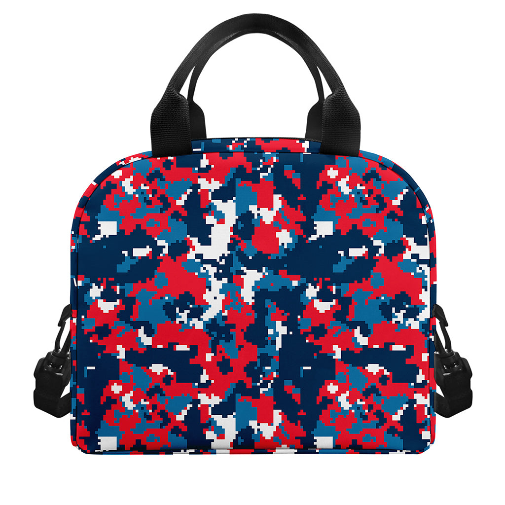 Blue Red And White Digital Camo Print Insulated Lunch Bag