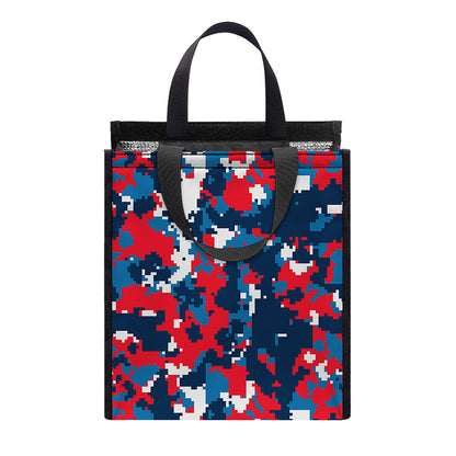 Blue Red And White Digital Camo Print Insulated Lunch Tote