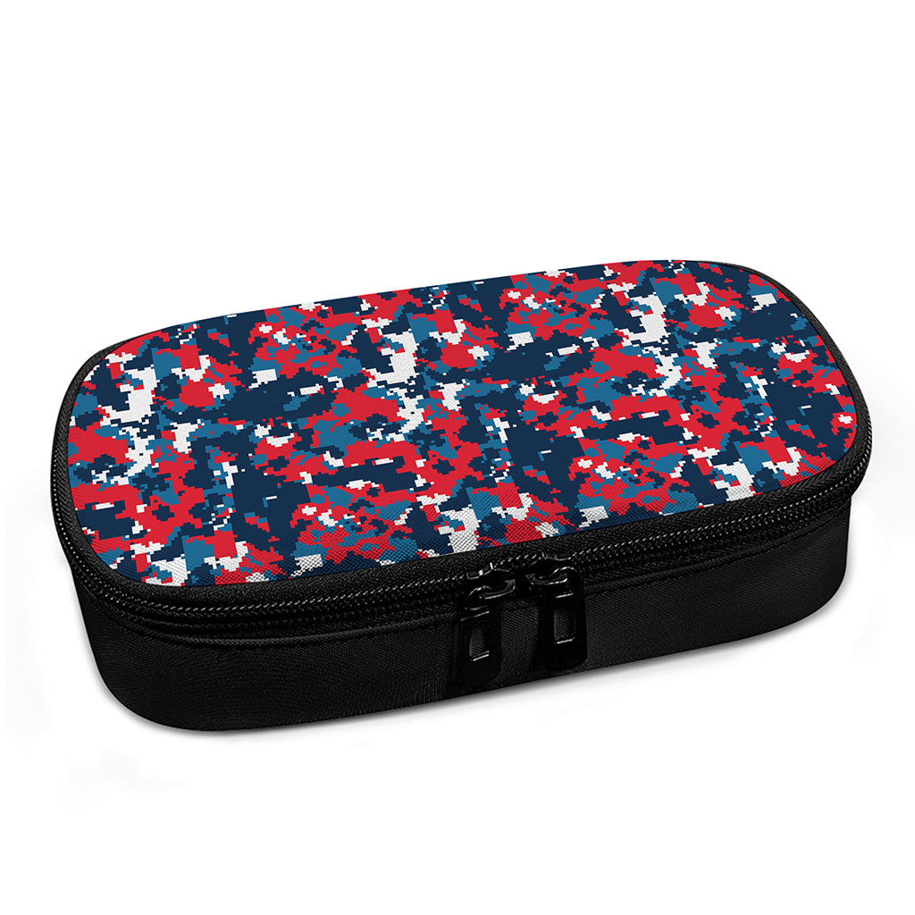 Blue Red And White Digital Camo Print Insulin Cooler Travel Case