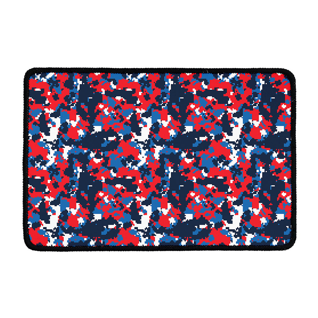 Blue Red And White Digital Camo Print Kitchen Mat