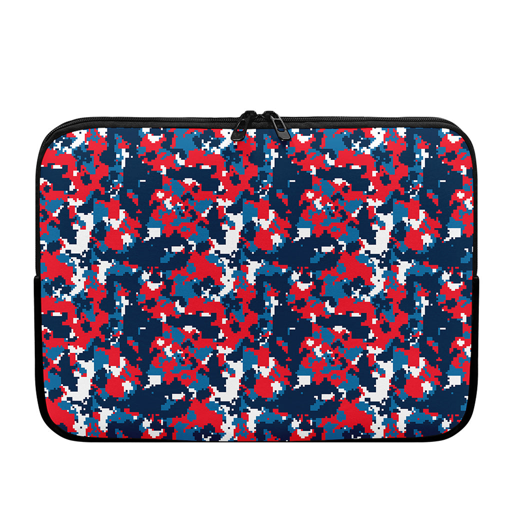 Blue Red And White Digital Camo Print Laptop Sleeve