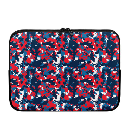 Blue Red And White Digital Camo Print Laptop Sleeve