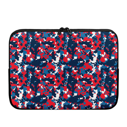 Blue Red And White Digital Camo Print Laptop Sleeve