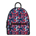 Blue Red And White Digital Camo Print Leather Backpack
