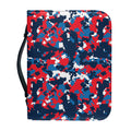 Blue Red And White Digital Camo Print Leather Bible Cover