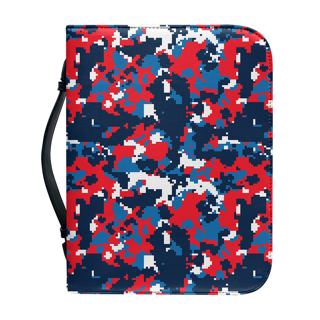 Blue Red And White Digital Camo Print Leather Bible Cover