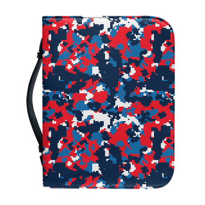 Blue Red And White Digital Camo Print Leather Bible Cover