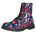 Blue Red And White Digital Camo Print Lace-Up Boots