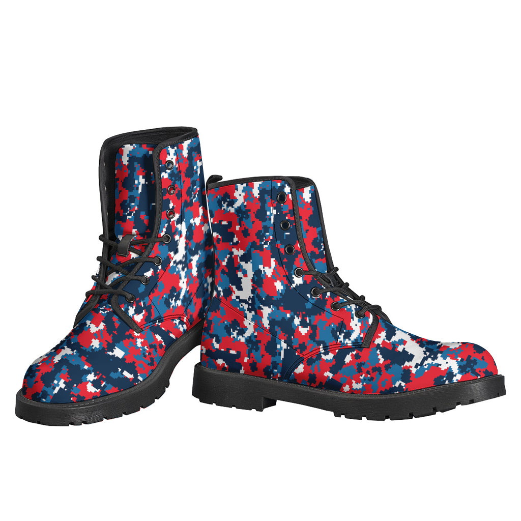 Blue Red And White Digital Camo Print Backpack