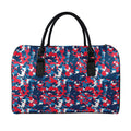 Blue Red And White Digital Camo Print Leather Duffel Bag