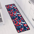Blue Red And White Digital Camo Print Long Kitchen Mat