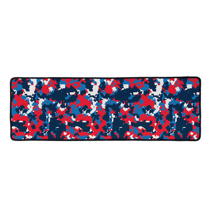 Blue Red And White Digital Camo Print Long Kitchen Mat