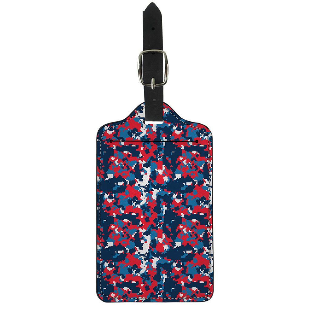 Blue Red And White Digital Camo Print Luggage Tag