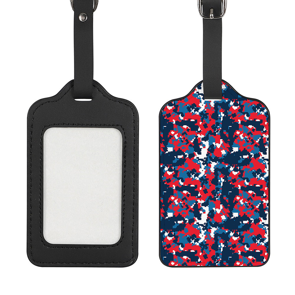 Blue Red And White Digital Camo Print Luggage Tag