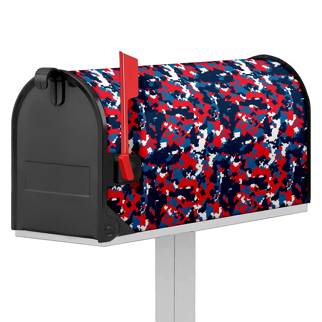 Blue Red And White Digital Camo Print Mailbox Cover