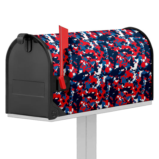 Blue Red And White Digital Camo Print Mailbox Cover