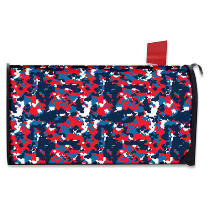 Blue Red And White Digital Camo Print Mailbox Cover