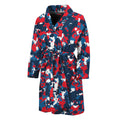 Blue Red And White Digital Camo Print Men's Bathrobe