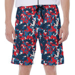 Blue Red And White Digital Camo Print Men's Beach Shorts