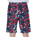 Blue Red And White Digital Camo Print Men's Beach Shorts