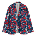 Blue Red And White Digital Camo Print Men's Blazer