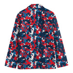 Blue Red And White Digital Camo Print Men's Blazer