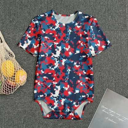 Blue Red And White Digital Camo Print Men's Bodysuit