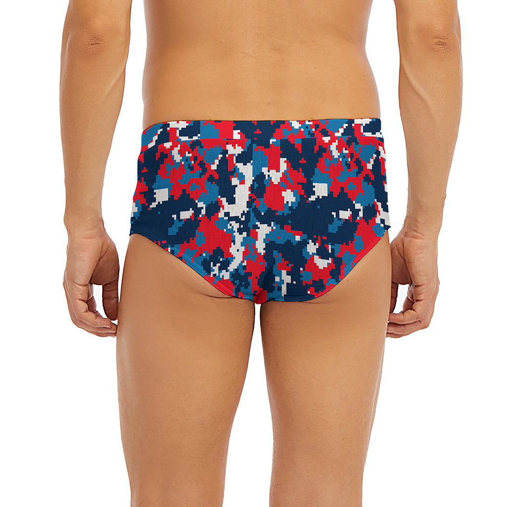 Blue Red And White Digital Camo Print Men's Briefs
