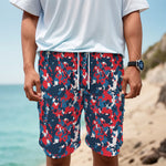 Blue Red And White Digital Camo Print Men's Cargo Shorts