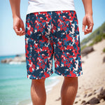 Blue Red And White Digital Camo Print Men's Cargo Shorts