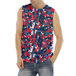 Blue Red And White Digital Camo Print Men's Fitness Tank Top