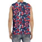 Blue Red And White Digital Camo Print Men's Fitness Tank Top