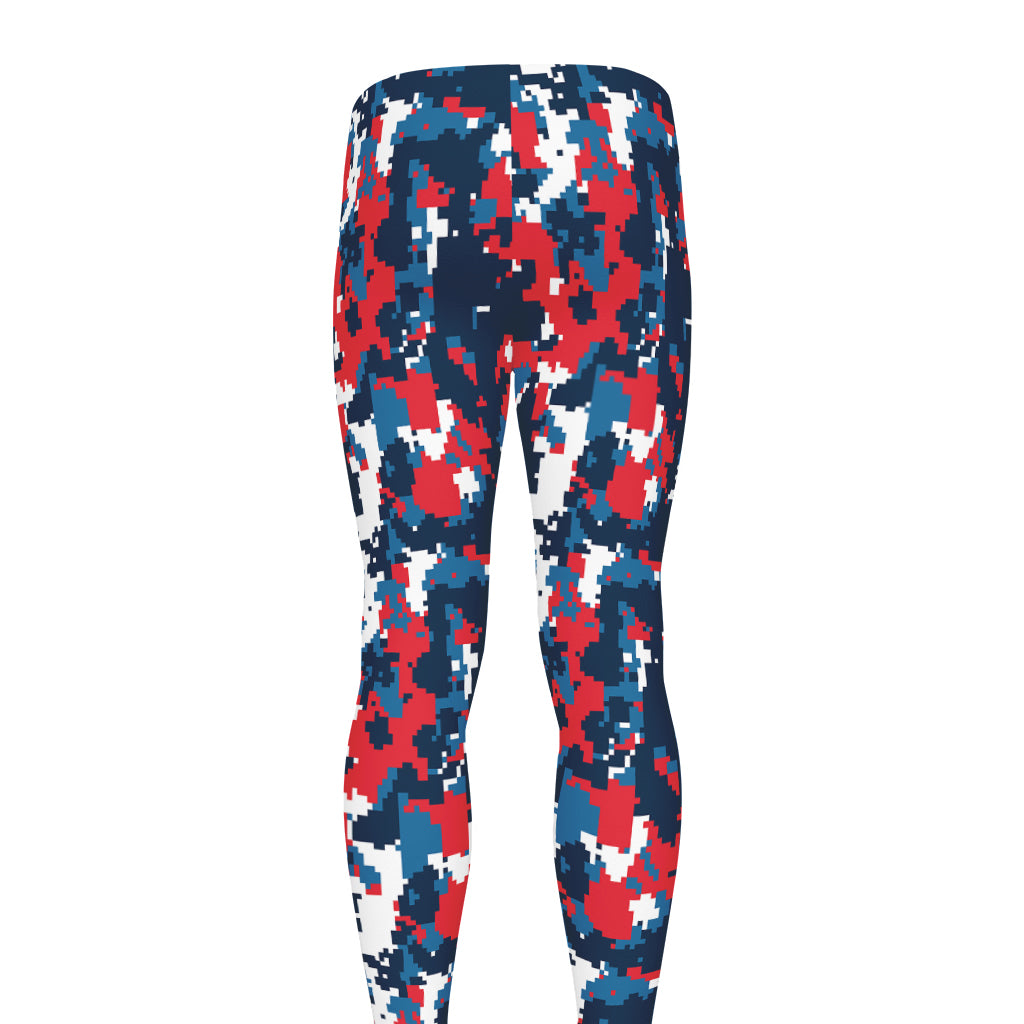 Blue Red And White Digital Camo Print Men's leggings