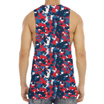 Blue Red And White Digital Camo Print Men's Muscle Tank Top