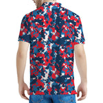 Blue Red And White Digital Camo Print Men's Polo Shirt