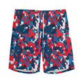 Blue Red And White Digital Camo Print Men's Athletic Shorts