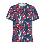 Blue Red And White Digital Camo Print Men's Sports T-Shirt