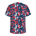 Blue Red And White Digital Camo Print Men's Sports T-Shirt