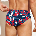 Blue Red And White Digital Camo Print Men's Swim Briefs