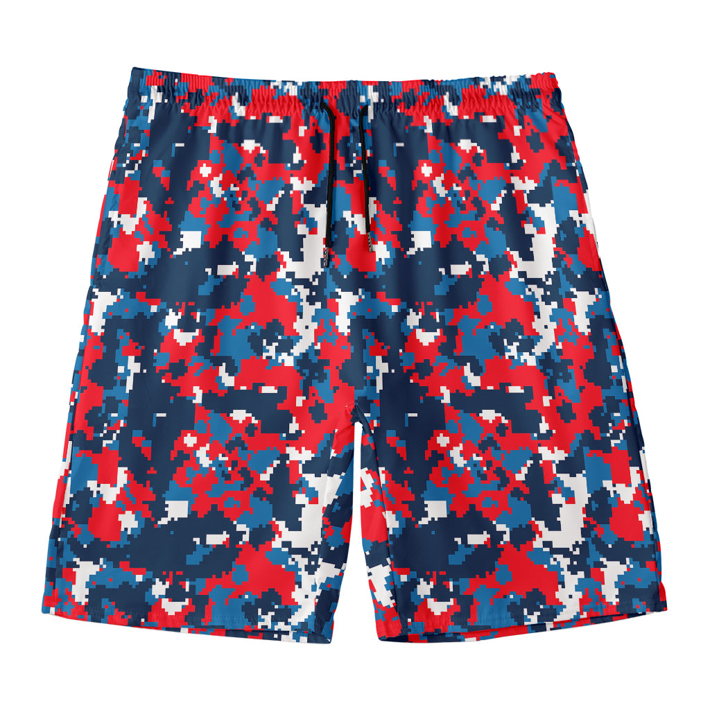 Blue Red And White Digital Camo Print Men's Swim Trunks