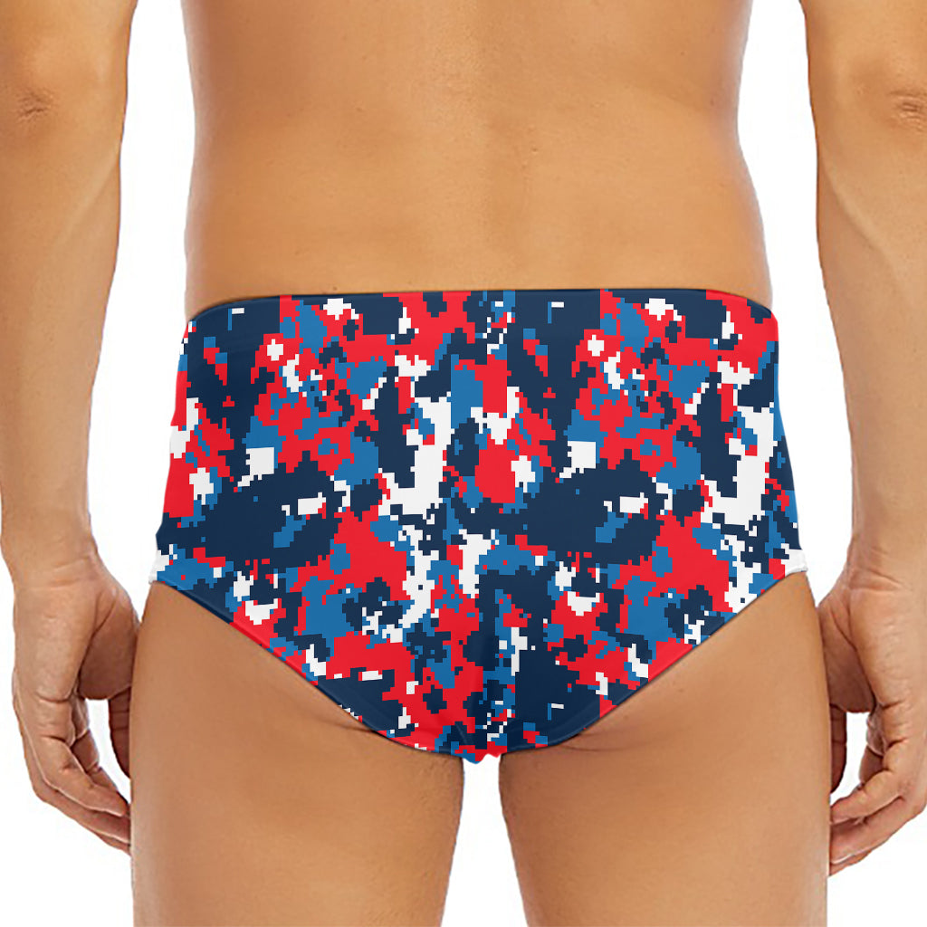 Blue Red And White Digital Camo Print Men's Triangle Swim Briefs