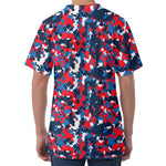 Blue Red And White Digital Camo Print Men's Velvet T-Shirt