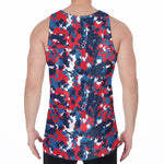 Blue Red And White Digital Camo Print Men's Velvet Tank Top