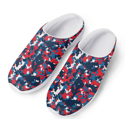 Blue Red And White Digital Camo Print Mesh Casual Shoes