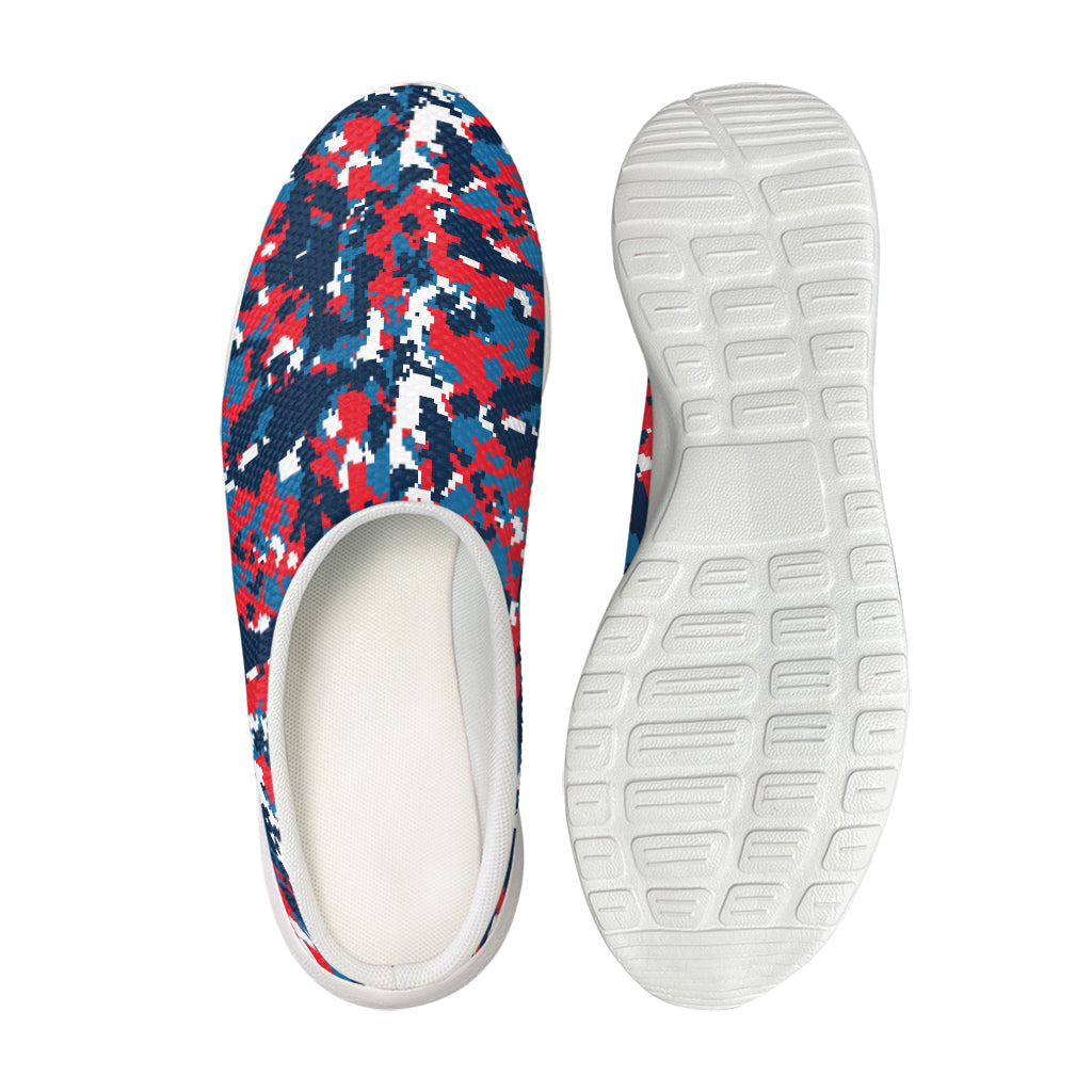 Blue Red And White Digital Camo Print Mesh Casual Shoes