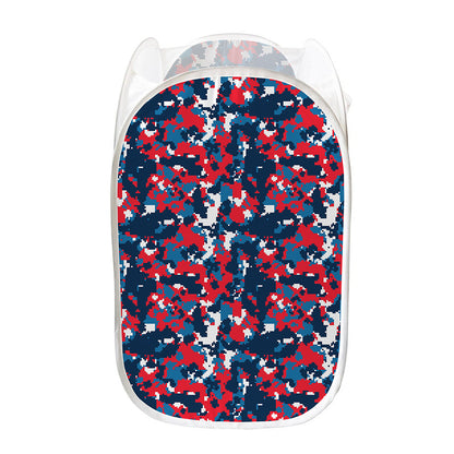 Blue Red And White Digital Camo Print Mesh Laundry Hamper