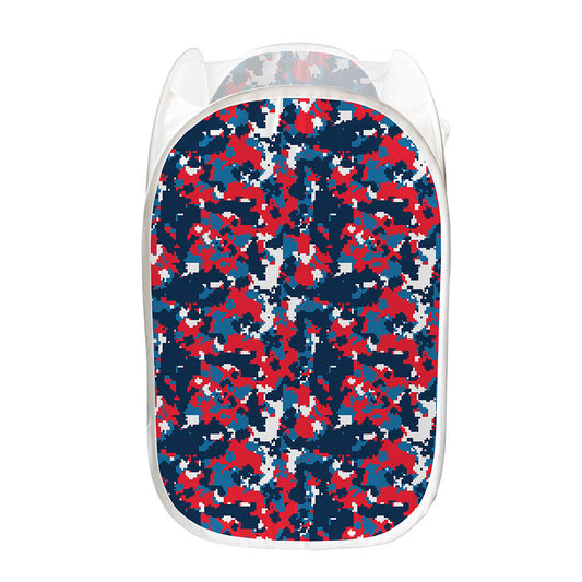 Blue Red And White Digital Camo Print Mesh Laundry Hamper